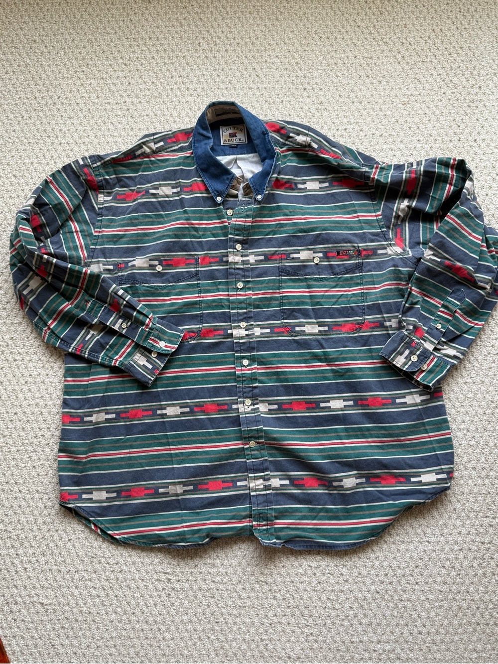 Cutter and Buck Long Sleeve Button Up Shirt in Aztec Print size 2XB